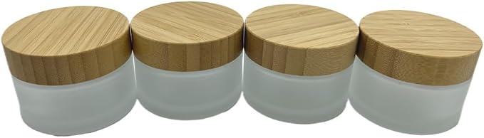 Glass frost clear jar with bamboo lid