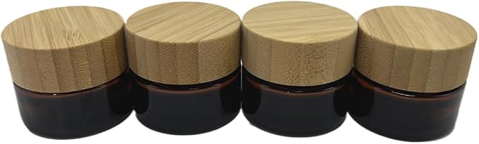 Glass brown jar with bamboo lid