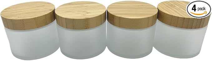 Glass frost clear jar with bamboo lid