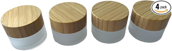 Glass frost clear jar with bamboo lid