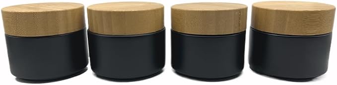 Glass matt black jar with bamboo lid