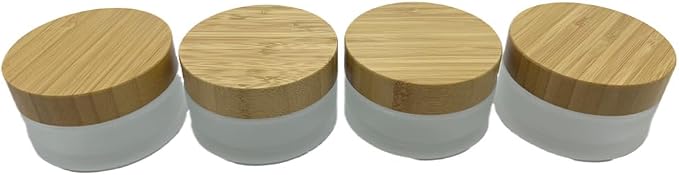 Glass frost clear jar with bamboo lid