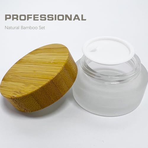 Glass frost clear jar with bamboo lid