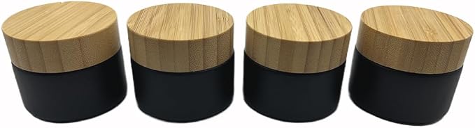 Glass matt black jar with bamboo lid