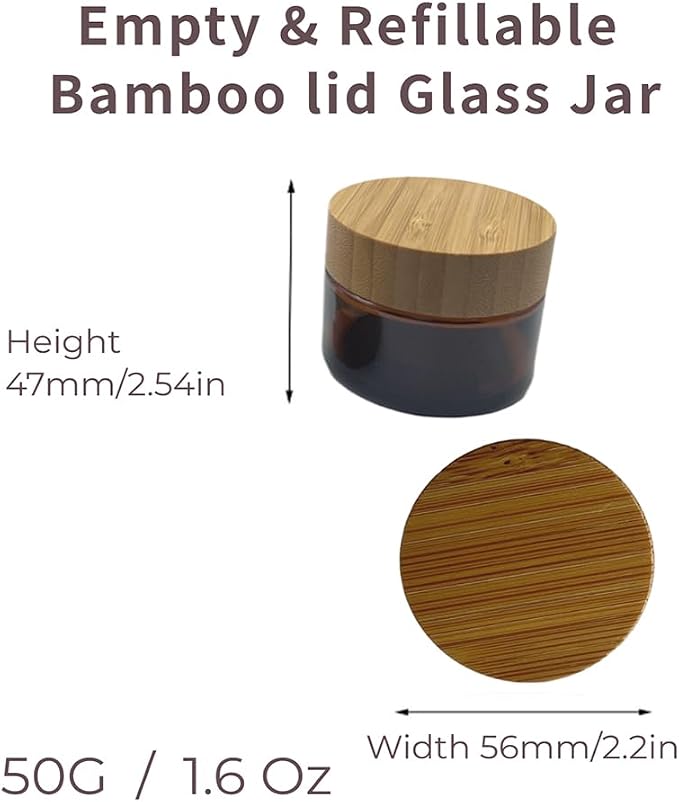 Glass brown jar with bamboo lid