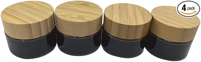 Glass brown jar with bamboo lid