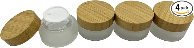 Glass frost clear jar with bamboo lid
