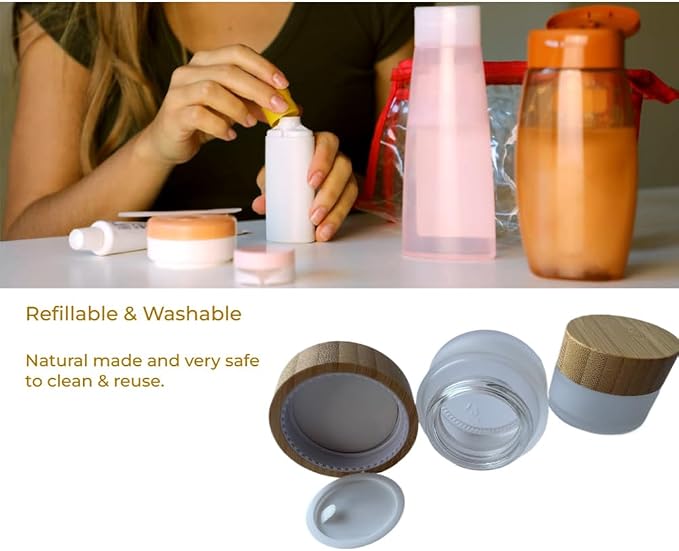 Glass frost clear jar with bamboo lid