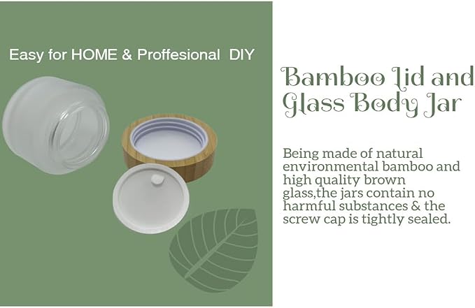 Glass frost clear jar with bamboo lid