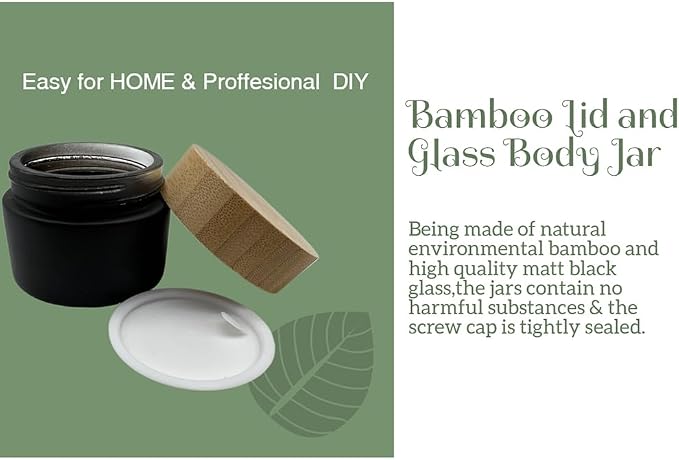 Glass matt black jar with bamboo lid