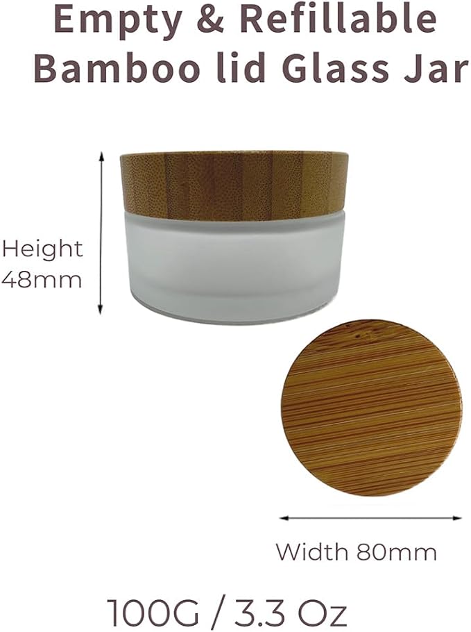 Glass frost clear jar with bamboo lid