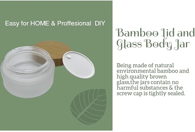 Glass frost clear jar with bamboo lid