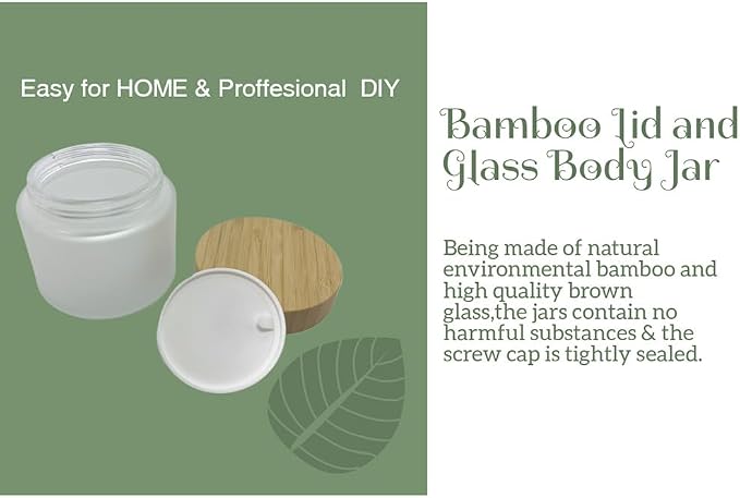 Glass frost clear jar with bamboo lid