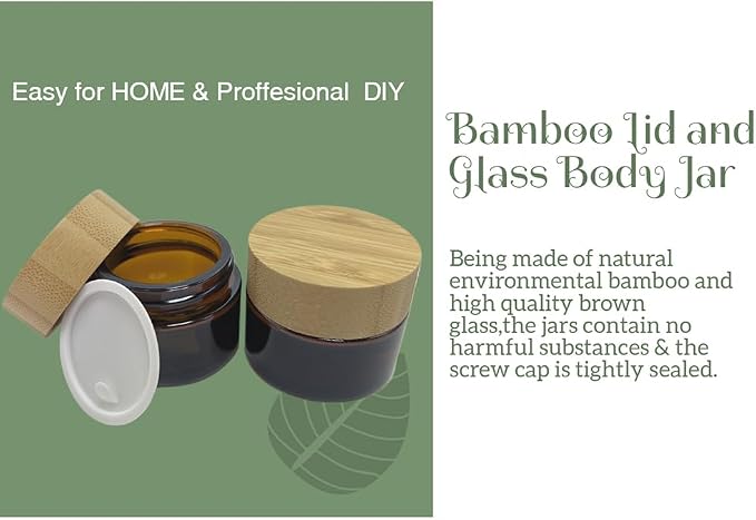 Glass brown jar with bamboo lid