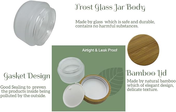 Glass frost clear jar with bamboo lid
