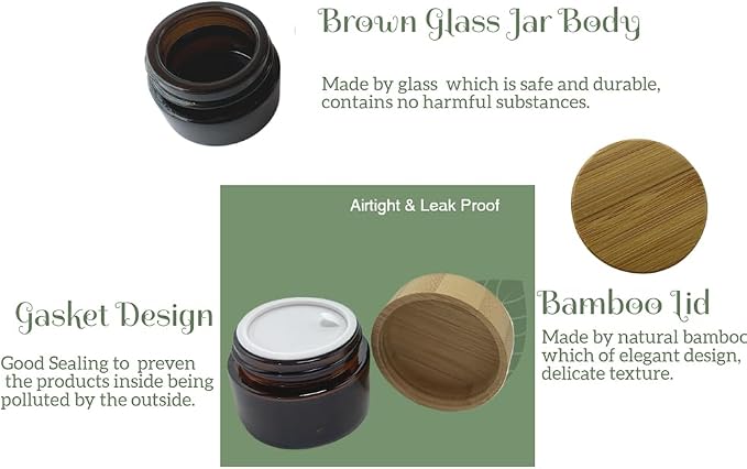 Glass brown jar with bamboo lid