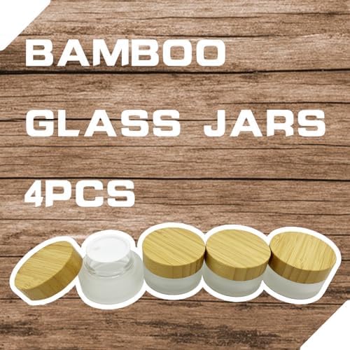 Glass frost clear jar with bamboo lid