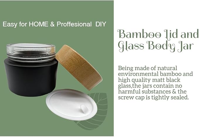 Glass matt black jar with bamboo lid