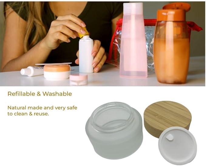 Glass frost clear jar with bamboo lid