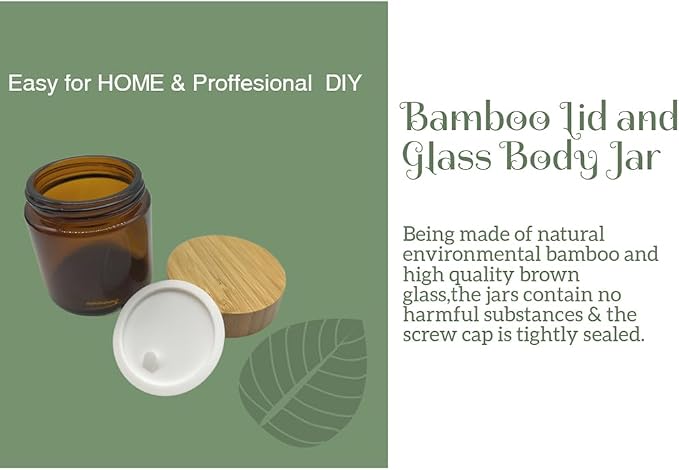 Glass brown jar with bamboo lid