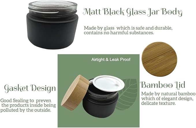Glass matt black jar with bamboo lid