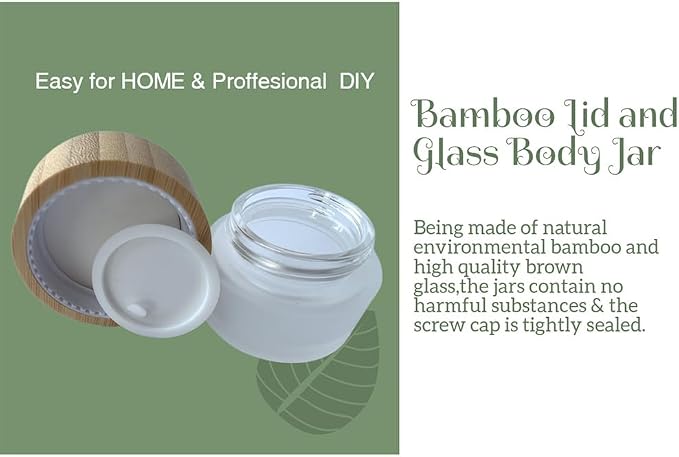 Glass frost clear jar with bamboo lid