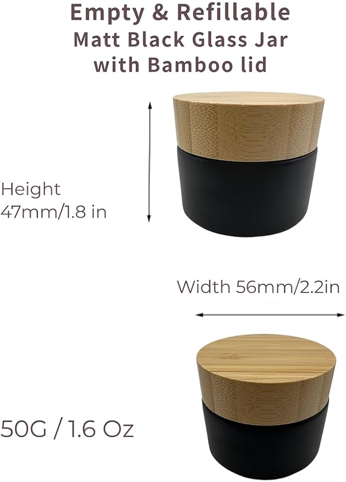 Glass matt black jar with bamboo lid