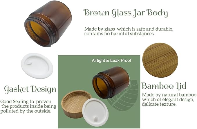 Glass brown jar with bamboo lid