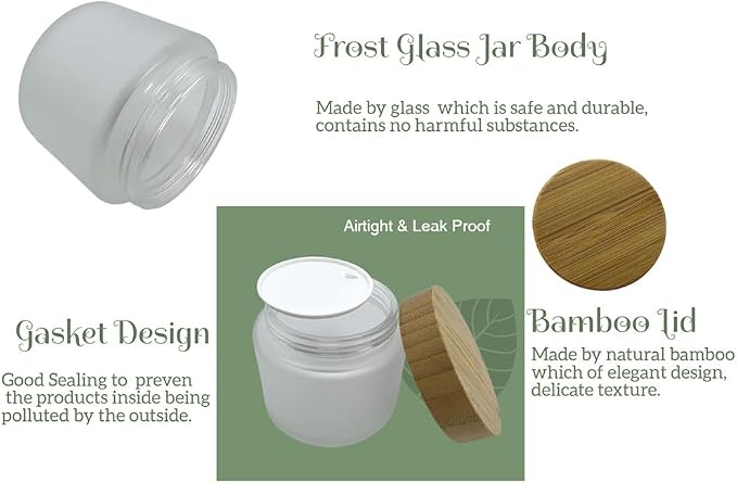 Glass frost clear jar with bamboo lid