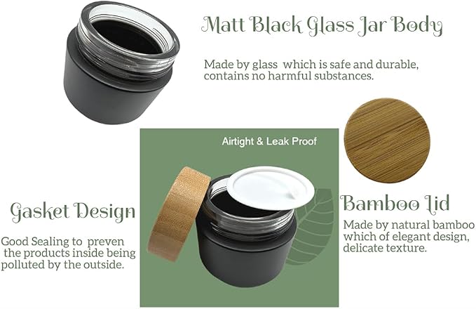 Glass matt black jar with bamboo lid
