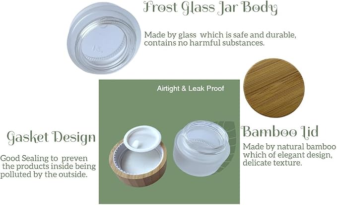 Glass frost clear jar with bamboo lid