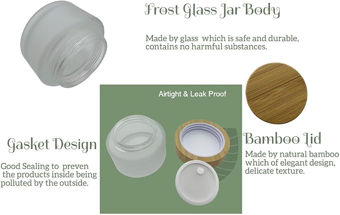 Glass frost clear jar with bamboo lid