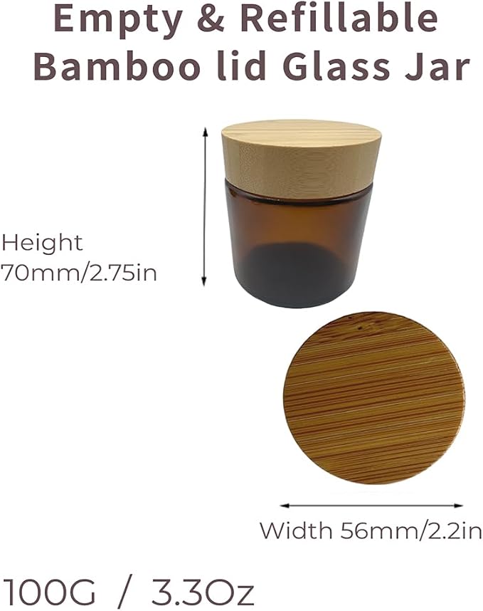 Glass brown jar with bamboo lid