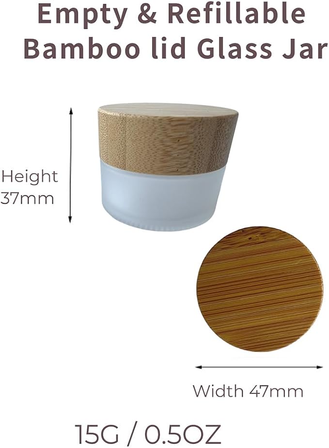 Glass frost clear jar with bamboo lid