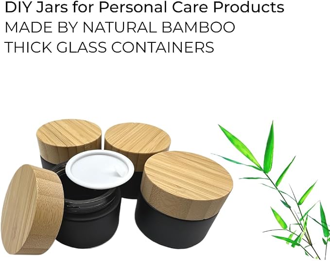 Glass matt black jar with bamboo lid