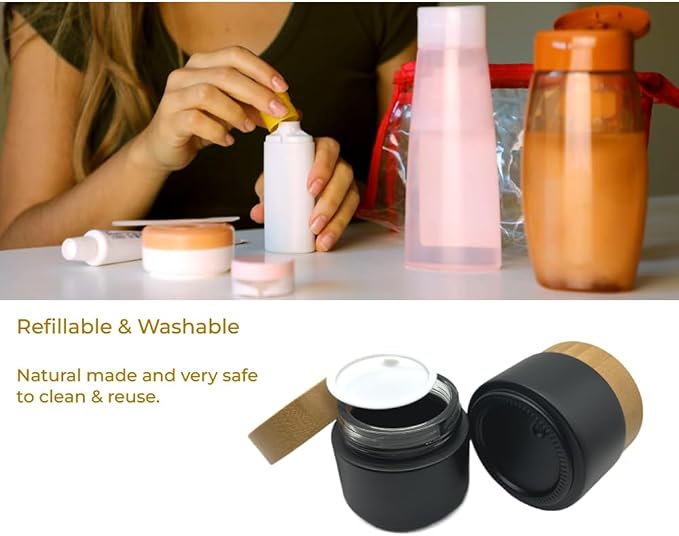 Glass matt black jar with bamboo lid