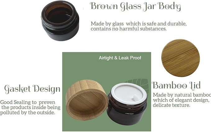 Glass brown jar with bamboo lid
