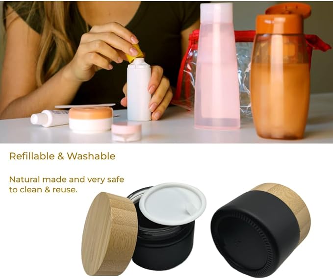 Glass matt black jar with bamboo lid