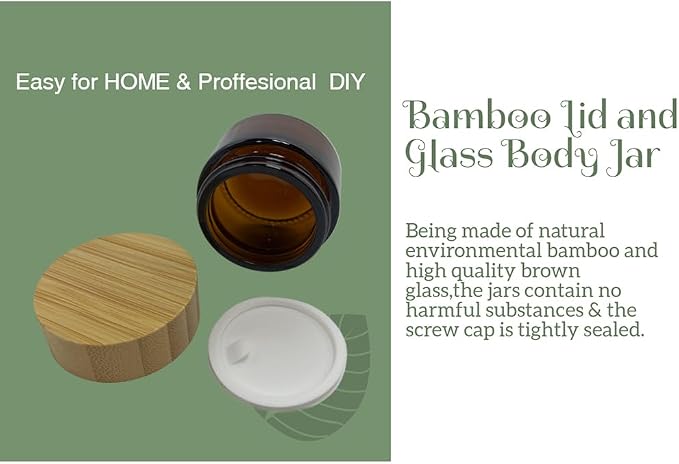 Glass brown jar with bamboo lid