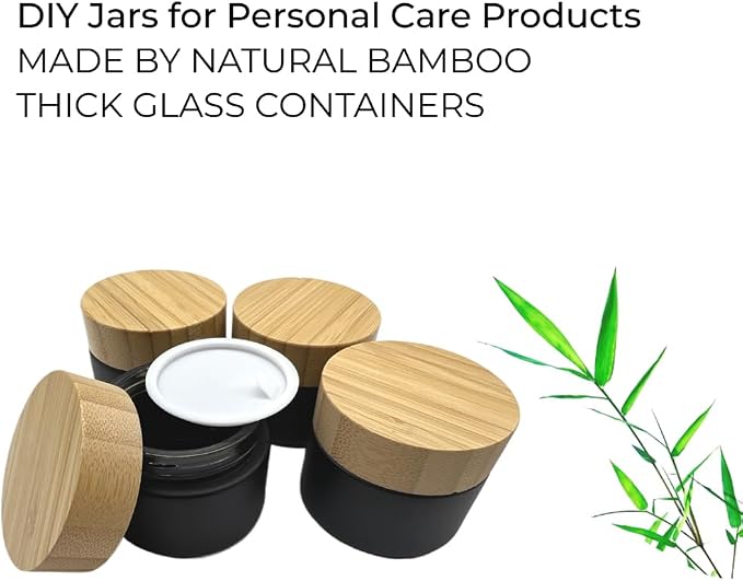 Glass matt black jar with bamboo lid