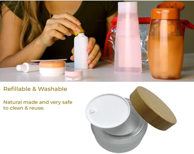 Glass frost clear jar with bamboo lid