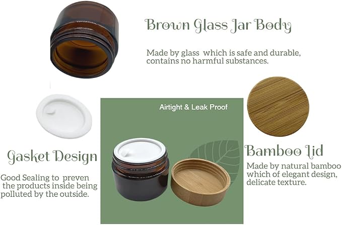 Glass brown jar with bamboo lid