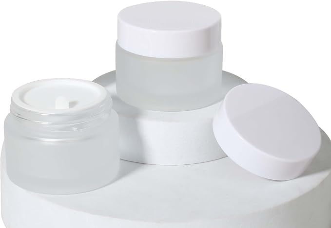 Frosted jar white lid