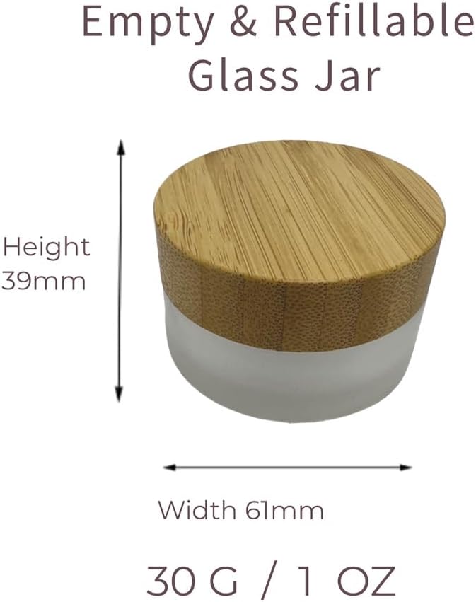 Glass frost clear jar with bamboo lid