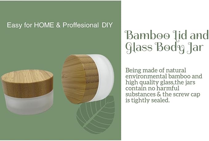 Glass frost clear jar with bamboo lid