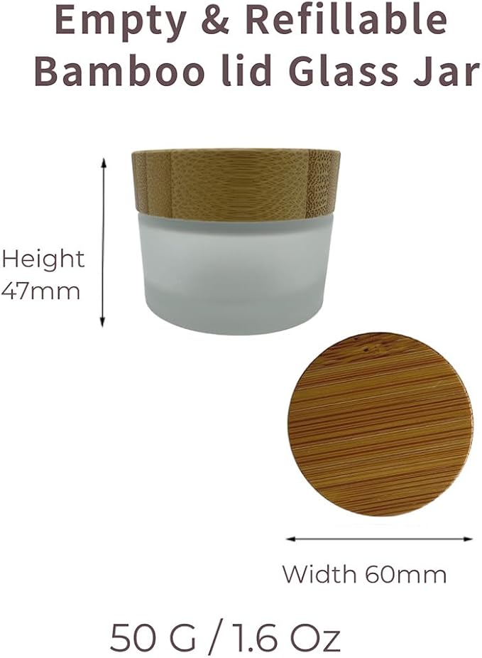 Glass frost clear jar with bamboo lid