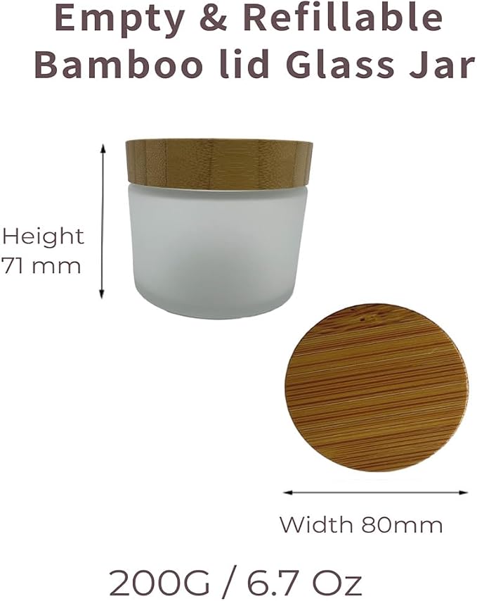Glass frost clear jar with bamboo lid