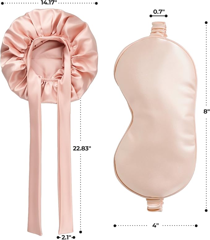 Sleep Bonnet+eye Mask -Pink