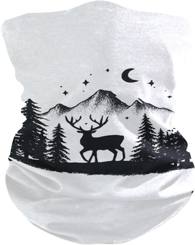 Black Simple Deer Mountain Moon