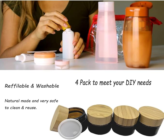 Glass brown jar with bamboo lid